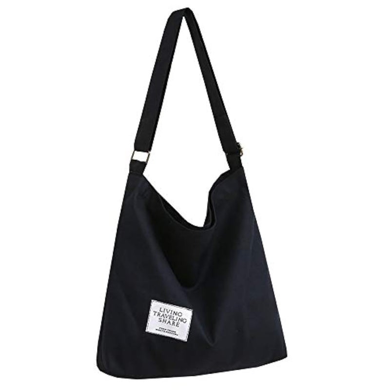 Covelin Women's Retro Large Size Canvas Shoulder Bag Hobo Crossbody Handbag Casual Tote Dark Blue - Image 1